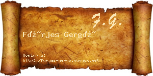 Fürjes Gergő névjegykártya